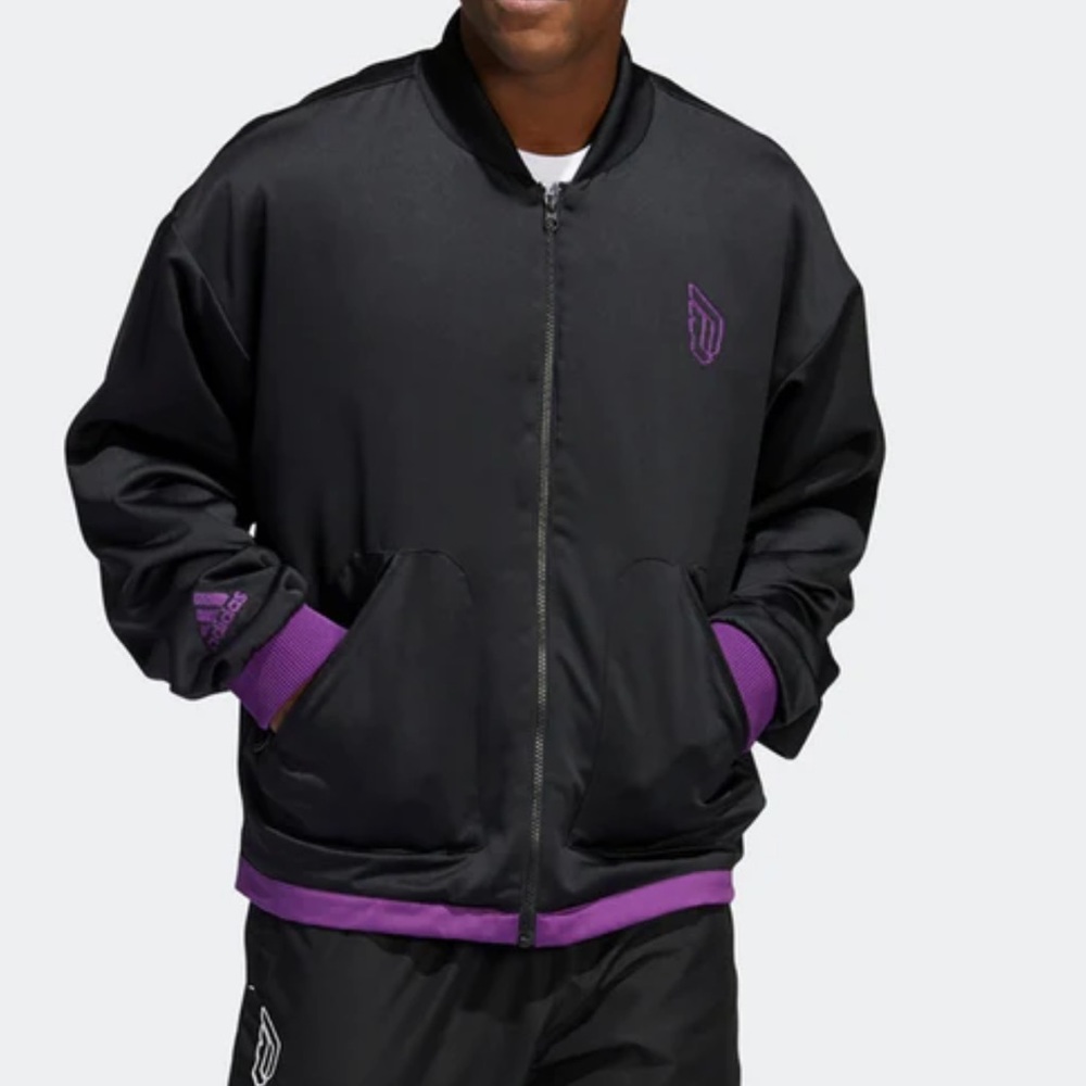 Adidas Dame Oakland CA Bomber Jacket Black Purple HE5466 3X NWT $150 Full Zip